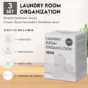 ZOES HOMEWARE 3-Set Laundry Room Organization and Storage | Modern Farmhouse Laundry Room Decor | Laundry Container for Organizing Laundry Pods, Laundry Powder, Dryer Sheets, Dryer Balls, Cream White