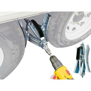 Camper Wheel Chock, Heavy Duty Rotatable X Shaped Stabilizer for RV Trailer (Drill Adjusted), 2 Sets of Tire Lock Chocks (Patented)