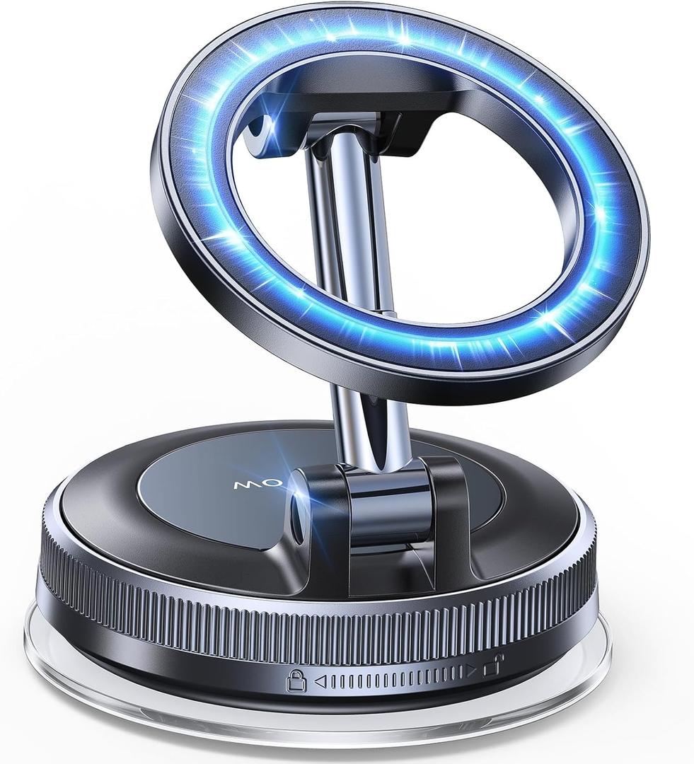 for Magsafe Car Mount carmount 2.0 Magnetic Phone MountFlexible Mount Vacuum Magnetic Phone Holder for Car90+LBS Strong Suction, 2400gf Strong Magnetic Camera Shoe Phone Mount for iPhone 17 16 15 (Black)