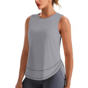 NIASHOT Workout Tank Tops for Women Lightweight Gym Clothes Quick Dry Moisture Wicking Activewear Running Yoga Tennis (Gray, S)