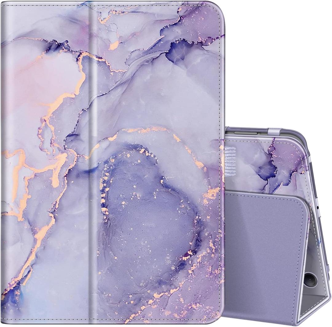Fintie Folio Case for Kindle Fire HD 8 & Fire HD 8 Plus Tablet (12th Generation/10th Generation, 2024/2022/2020 Release)- Slim Fit Vegan Leather Stand Cover with Auto Sleep/Wake, Lilac Marble