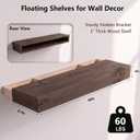 WOPITUES 48" Long Floating Shelves, 3" Thick Rustic Wall Shelves Set of 2, 48in
