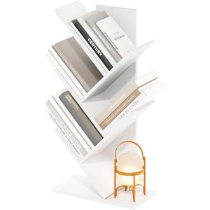 Furinno Tree Bookshelf 5-Tier Floor Standing Tree Bookcase, White