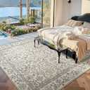 jinchan Zenith Floral 8x10 Area Rug Soft Low-Pile Living Room Rug Machine Washable Non-Slip Vintage Botanical Aesthetic Throw Carpet for Dining Room Bedroom Nursery Blue/Cream
