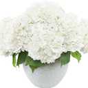 LFF 3Pcs White Hydrangea Artificial Flowers, 8.66" Large Real-Touch Latex Blooms with 22" Long Stems, Faux Hydrangea for Outdoor Planter Indoor Home Table Centerpieces Wedding Decor Bouquets