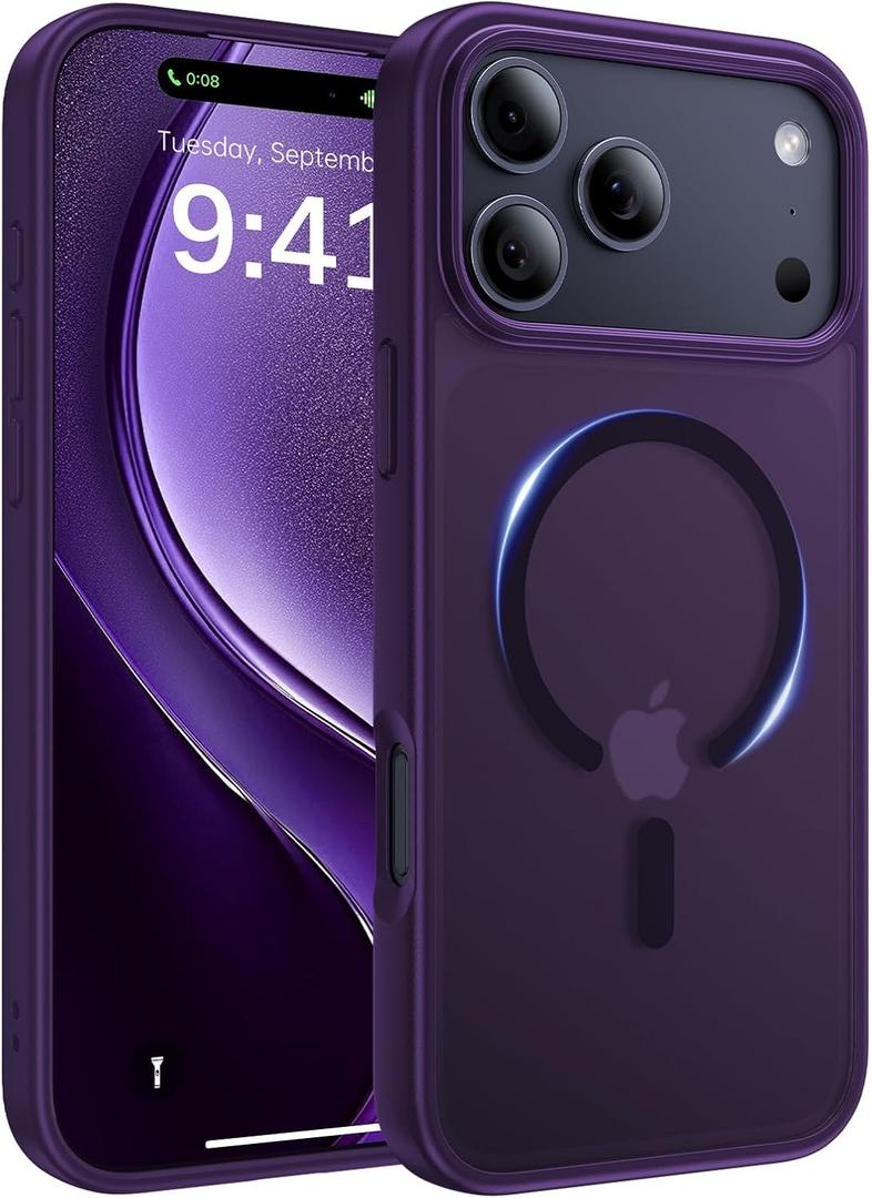 Magnetic for iPhone 17 Pro Case, [Anti-Slip] [Military-Grade Drop Protection] [Camera Protection] Skin-Friendly Slim Matte Shockproof Protective for iPhone 17 Pro Phone Case, Purple