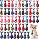 Sadnyy 50 Pcs Dog Neck Tie Adjustable Cat Collars Assorted Pattern Puppy Bow Ties Grooming Accessories for Small Pet Dogs Cats Birthday Photography Favor(Elegant Color)