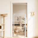 VEVOR Extra Tall Pet Gate for Cats, 29-41 in Adjustable Width, 56 in High Dog Gate, with Pressure Mount Kit and Wall Mount Kit, 1.3 in Narrow Bar Spacing, for Stairs, Doorways, and House, White