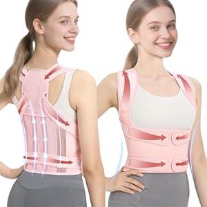Posture Corrector for Women and Men, Full Back Brace with Adjustable Shoulder Straightener, Upper & Lower Back Support for Pain Relief, Spine Alignment, Scoliosis, Hunchback (S, Beige)