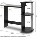 Furinno COMPACT Desk, 28.5" Wide Gaming Desk with Shelves, Computer Desk with Book Shelf, Office Desk for Home Office, Study Room, Dorm, Bedroom, Black