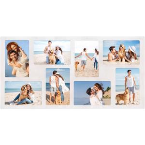 YESKAY 4x6 Picture Frame Collage for Wall Decor,Multiple Photo Collage Frames with Tempered Glass,8-Opening for 4 x 6 Picture Frames,Rustic White,1 Pack(OD:11.75X21in)