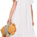 Girls Nightgowns Sleepwear Short Sleeve Victorian Pajama Dress Soft Princess Sleepshirt, Size M