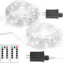 2 Pack Fairy String Lights Plug in, 33Ft 100 Micro Starry LED Outdoor String Lights with 8 Modes Timer Dimmable IP68 Full Waterproof Twinkle Lights for Bedroom Garden Christmas Home Decor (Cool White)