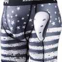 COOLOMG Mens Compression Shorts with Cup Athletic Baseball Underwear for Football MMA Lacrosse Field Hockey S