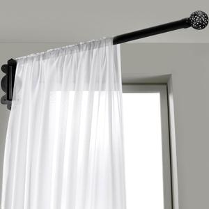 Swing Arm Curtain Rod, 47'' Long, 1.1'' Diameter, Rotate about 180 degrees, Detachable Ball Finial, Black, 1 piece