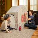 Easy Playhouse Cardboard Barn, Kids Art & Craft Activity, 32"x26"x40" Fort