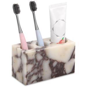 Natural Marble Toothbrush Holder, Calacatta Viola, 3 Slots
