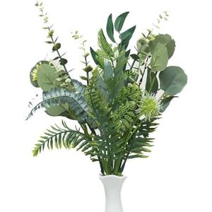 UiiziC Artificial Leaf Stem Flower Branches Fake Plastic Plants for Vase Stuffing Flower Arrangement Garland Wedding Bouquets Home Centerpieces Decorations (Forest Green)