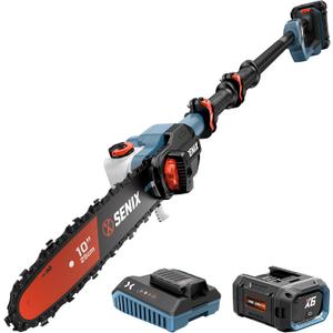 SENIX 10" Cordless Pole Saw, X6 60V Max 3.0Ah Battery Powered Pole Saw with 14ft Reach Carbon Fiber Telescoping Pole, 65.5ft/s Cutting Speed for Pruning and Trimming Branches(CSPX6-M)