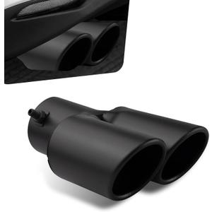 Car Exhaust Tips, Stainless Steel Dual Outlet Straight Style Muffler Exhaust, 2.5" Dual Tail Pipe Muffler Tip, Universal for Most Cars (Matte Black) (1 PC)