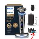 Philips Norelco Shaver i9000 Prestige Ultra, Wet & Dry Electric Shaver, Dark Slate, SenseIQ Pro Technology, Triple Lift & Cut System, 360 Rotating NanoTech Precision Blades, Quick Clean Pod, XP9402/86 (i9000 Prestige + Charge Stand, QCP & Trimmer, Black)