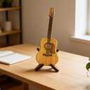 Wooden Guitar Pick Holder with Stand, Electric Guitar Styling Box with 3 Wood Picks, Storage Set for Guitar, Bass, Ukulele Players, guitar pick holder, guitar pick casebrown
