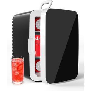 Electactic 10L Mini Fridge, AC/DC Portable Small Refrigerator, Black