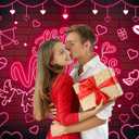 Happy Valentine's Day Backdrop Red Glitter Heart Neon Photography Background Valentines Day Party Decorations Supplies