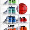 INSTY 6 Pack Large Shoe Storage Box, Clear Shoe Storage Organizer with Magnetic Door, Stackable,Shoe Containers For Display Sneakers, Easy Assembly, Fit up to US Size 12, Clear
