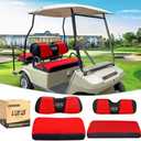 10L0L Golf Cart Front Rear Seat Cover Set for EZGO TXT RXV & Club Car DS 2000-up(Flat Backrest), Made w/ 3D Air Mesh Polyester Fabric Breathable Washable