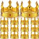 Quelay 12 Pcs King Crown Gold Adjustable Royal Prince Jeweled Crown Medieval for Party Birthday Royal Costume Fun Cosplay