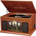 Victrola The Quincy 6-in-1 Bluetooth Record Player & Multimedia Center with Built-in Speakers 3-Speed Turntable, CD & Cassette Player, AM/FM Radio, Wireless Music Streaming (Mahogany)
