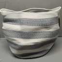 KAKAMAY Woven Baskets for Storage(17"x17"),Large Cotton Rope Basket Woven Baby Laundry Hamper,Collapsible Laundry Basket, Blanket Basket for Organizing Living Room,Nursery,Pillows,Toy Chest(Grey)