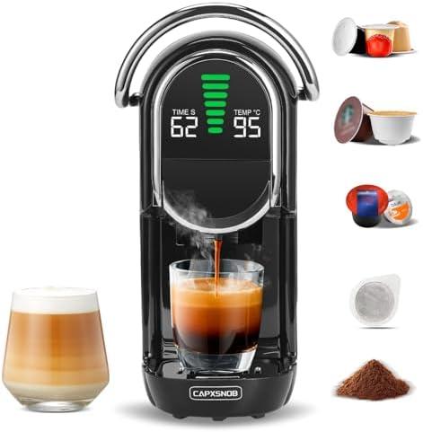 Magician1 Mini Espresso Machine for Nespresso Original, Dolce Gusto, Lavazza Blue, ESE Pods, 19-Bar Coffee Machine for Ground Coffee, Coffee Maker with adjustable Temp & Cup Size, 21oz Reservoir