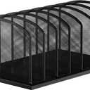 MINDEPOT Desk File Organizer 7 Sections Upright Mesh File Sorter Organizer for Desk, Office Organization File Holder for Home, Office & Classroom (Black, 1Pack)