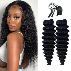 100% Human Hair Deep Wave Knotless Pre-Separated Crochet Hair feather crochet human hair extensions for Women Natural Color 22 Inch 120g