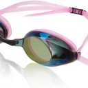 Sporti Unisex Adult Antifog S2/S3 Mirrored Goggle - Anti-fog lenses, Sleek Goggles For Swimming With Durable Construction (Gold Mirror Smoke Lens/Pink Frame)