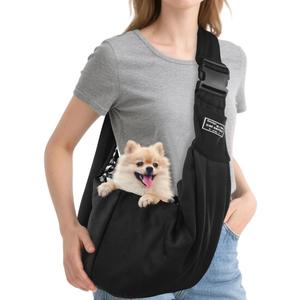 Dog Carrier Sling, Cat Sling Carrier, Small Dog Sling Carriers for 0-15 lbs, Hands Free Puppy Carrier Sling, Crossbody Pet Carrier for Travel, Breathable Pad, Storage Pocket, Tote Design Cat Carrier