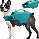 Kuoser Dog Life Jacket, High Flotation Dog Life Vest for Swimming Boating, Adjustable Small Medium Large Dog Swim Vest with Rescue Handle, Reflective Safety Pet Life Preserver Floats for Pool (Small (Chest Girth:16.93-21.26''))