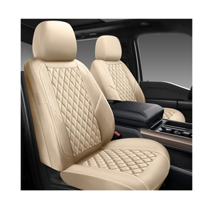 Premium Leather Car Seat Covers Full Set,Universal Fit for Cars,Trucks&SUVs,Waterproof Car Seat Cushion,Full Coverage Car Seat Protector with 5 Seats,Beige (Rear seat cover)