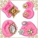 European Vintage Jewelry Fondant Molds 4 pcs, Baroque Scroll Relief Chocolate Cake Decoration Silicone Molds, for Cupcake Toppers, Candy, Butter, Flower Paste, Clay, Resin Crafts