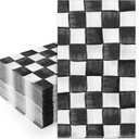 JarThenaAMCS 100Pcs Black Plaid Guest Napkins Watercolor Checkered Disposable Dinner Hand Towel Paper Napkins for Bathroom Birthday Racing Party Decor Table Supplies