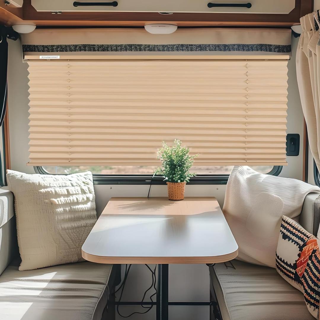 RV Blinds for Camper Windows, Camper Replacement Blinds, Privacy Protection, RV Window Shades for RV, Camper, Travel Trailer, Cappuccino (26" W x 24" L)
