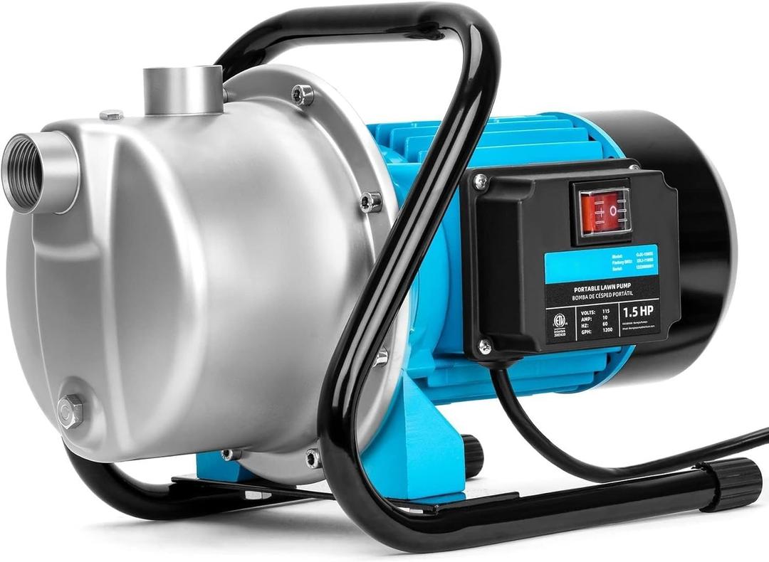 LEO 1.5HP Shallow Jet Well Pump,Portable Water Transfer Garden Pump1200GPH Draining Irrigation Lawn Fountain Booster Pump for Water Removal