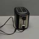 Amazon Basics 2 Slice Toaster, With 6 Browning Settings, Extra Wide Slots For Bagels and Special Breads, Removable Easy-to-Clean Crumb Tray, Cancel/Defrost/Bagel Buttons, 900W, Black & Silver