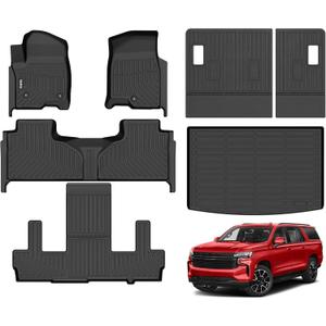 Wailtnb-All Weather Floor Mats Cargo Liner Backrest Mat for Chevrolet Suburban 7-Seats 2021-2025 /GMC Yukon XL 7 Seats with 2nd Bucket Seats Custom Fit Chevy Suburban Durable Accessories for Suburban
