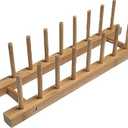 Brown Plate Wood Dish Drying Rack | Kitchen Countertop Plate Drainers | Pot Lid Holder - 17" x 4.5" x 4"