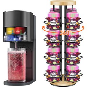 Joehea Pod Holder Compatible with Ninja Thirsti Pods, 16 Flavor Organizer for Ninja Thirsty Drink System, 360 Turntable 4-Tier for Ninja Thirsti Flavor Water Drops Organizer (1 Piece)