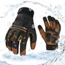 Winter Waterproof High Dexterity Heavy Duty Mechanic Glove, Anti-Vibration, Anti-Abrasion, Touchscreen, 1 Pair, M, Brown
