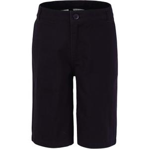 Bienzoe Boys School Uniform Shorts: Kids Cotton Trendy Adjustable Waisted Flat Front Twill Bermuda (Black)